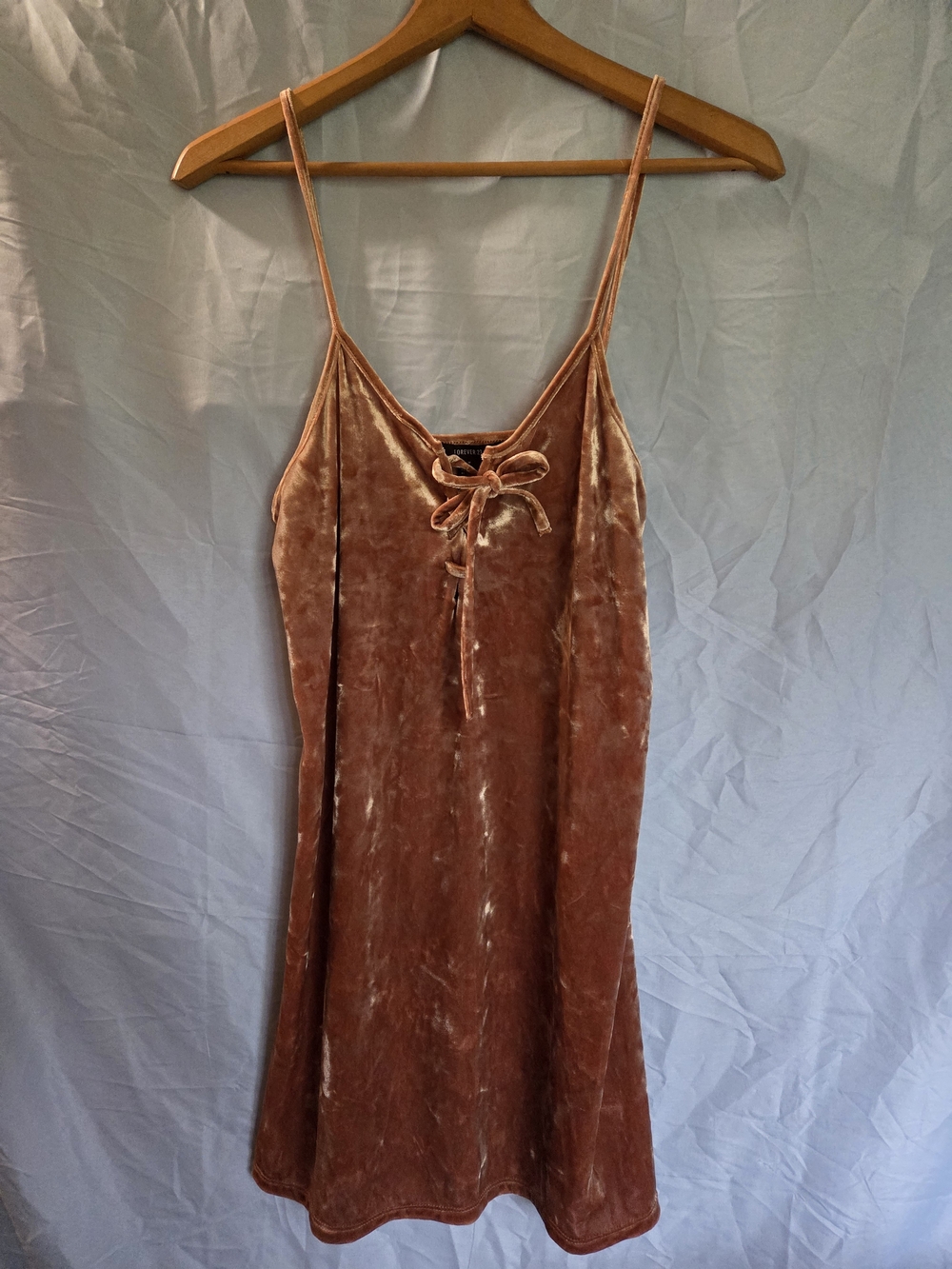 Crushed Velvet Slip Dress in Dusty Orange